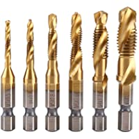 Tornillo Juegos de rosca-6 piezas Rosca métrica M3-M10 Brocas HSS y rosca HSS recubiertas con titanio 1-4&quot-Hex hexagonal